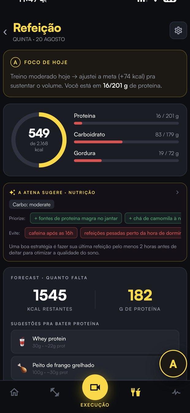Tela real: Refeição
