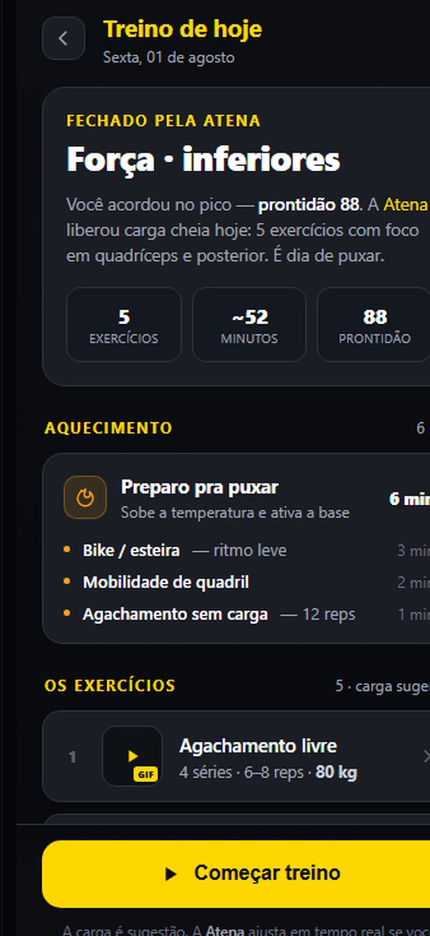 Tela real: Sessão